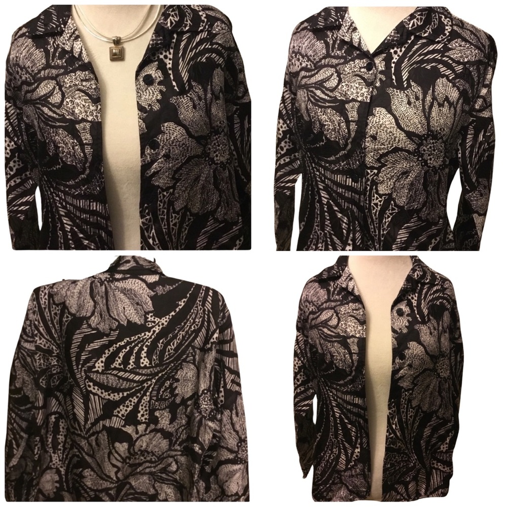 🌟 Chico’s Black White  Blouse Top Sz Sm